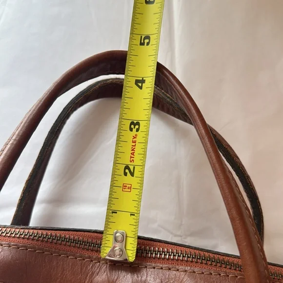 NOONDAY COLLECTION “Monterey” Russet Brown Leather Satchel with fringe - Picture 11 of 12